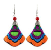 Colorful Embroidery Long Drop Earrings