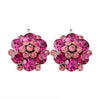 Flower Shaped Rose Red Crystal Earrings