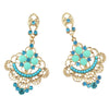 Blue Color Rhinestone Drop Long Earrings