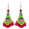 Colorful Embroidery Long Drop Earrings