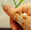 Crescent Moon Star Crystal Adjustable Rings