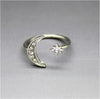 Crescent Moon Star Crystal Adjustable Rings